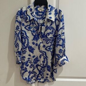 L'AGENCE Dani Printed Silk Blouse
